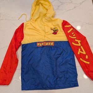Pac-Man Video Game Hoodie Windbreaker Jacket Anorak Bandai Namco
